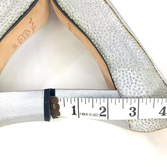 Nina Silver Glitter Sheer Side Square Toe Special Occasion Block Heel Shoes - Picture 13 of 15